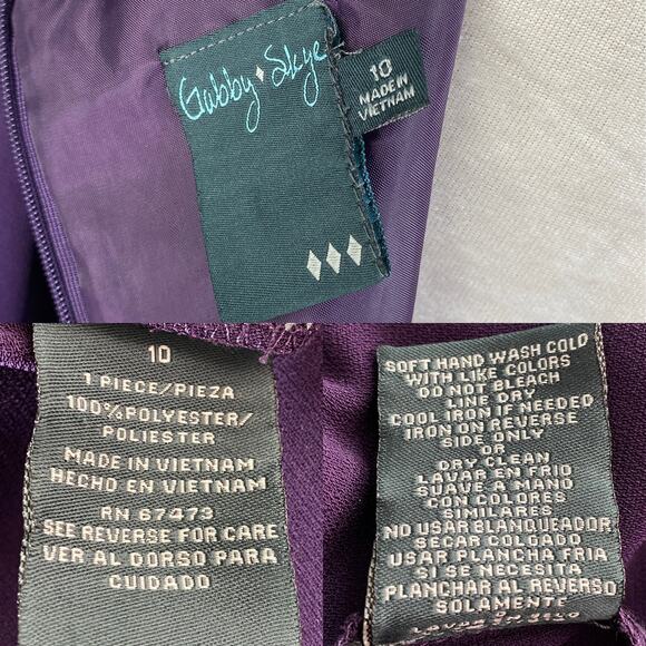 Gabby Skye Dress 10 Purple Long Sleeve Cut Outs Back Zipper - Picture 8 of 11